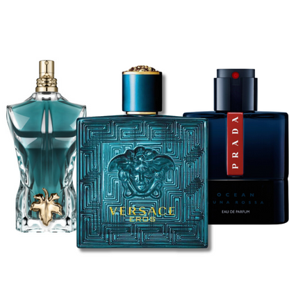 Combo aus 3 Herrenparfums – Prada Luna Rossa, Versace Eros, Le Beau (Eau Parfum)