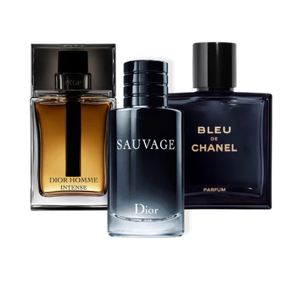 Combo aus 3 Herrenparfums – Sauvage Dior, Bleu de Chanel, Dior Homme Intense (Eau Parfum)