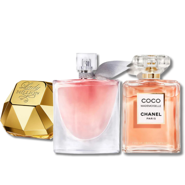 Combo aus 3 Damenparfum – Lady Million Rabanne, Lancôme LA VIE EST BELLE and CHANEL COCO MADEMOISELLE