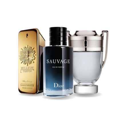 Combo aus 3 Herrenparfums – 1 Million Parfum von Paco Rabanne, Sauvage von Dior und Invictus von Paco Rabanne [jeweils 100 ml]