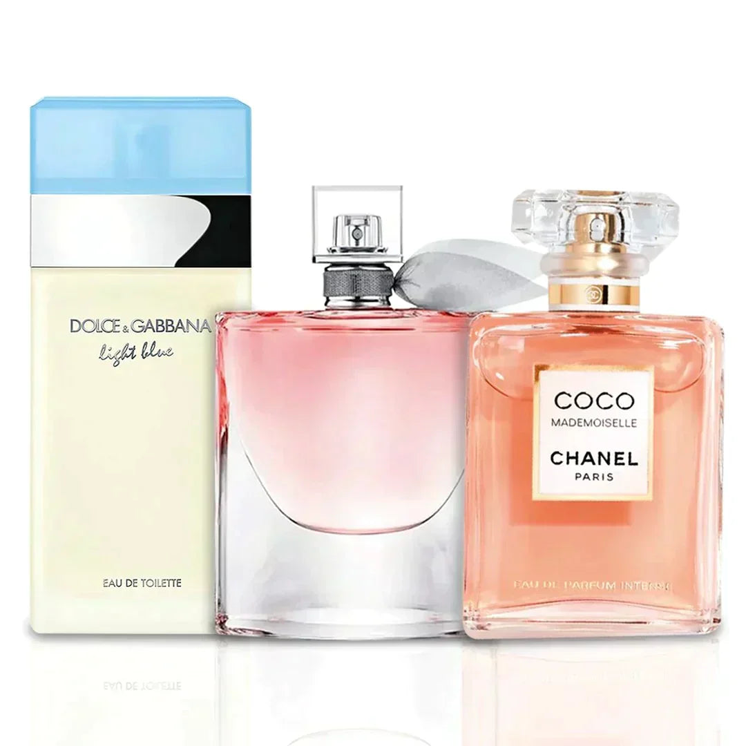 Combo aus 3 Damenparfums – La Vie Est Belle, Mademoiselle und Light Blue [jeweils 100 ml]