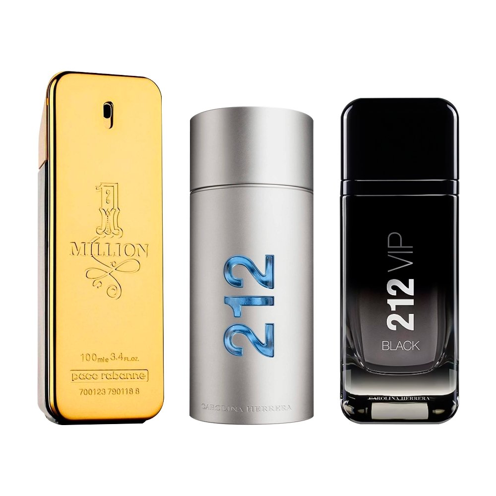 Combo aus 3 Herrenparfums – 1 Million, 212 MEN und 212 Black [jeweils 100 ml]