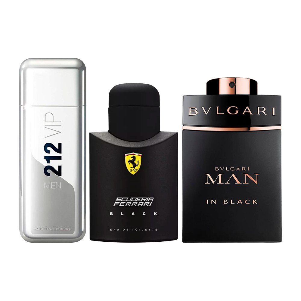 Combo aus 3 Herrenparfums – 212 VIP, Ferrari Black und Bvlgari In Black [jeweils 100 ml]