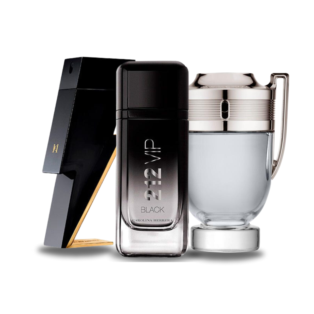 Combo aus 3 Herrenparfums – Bad Boy von Carolina Herrera, 212 VIP Black von Carolina Herrera und Invictus von Paco Rabanne [jeweils 100 ml]